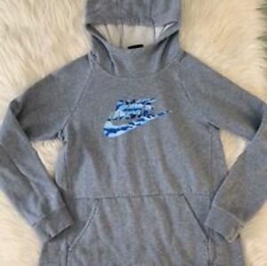 Girls Grey Sweatshirt With Blue Camo Logo